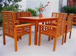 奶茶店咖啡厅桌 椅套装定制 新中式餐桌组合 景区防腐木桌椅