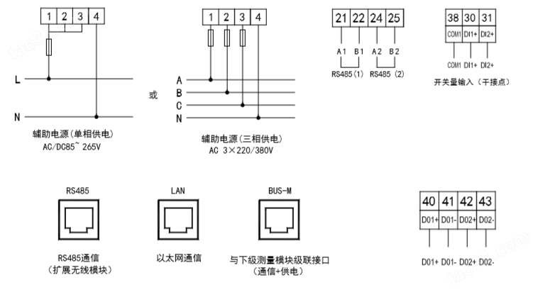 多用户智能电表 安科瑞ADF400L-M 主模块可搭配12个三相回路