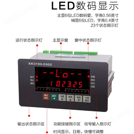 上海耀华XK3190-C602称重控制仪表 带4-20mA输出485通讯协议称重显示控制器