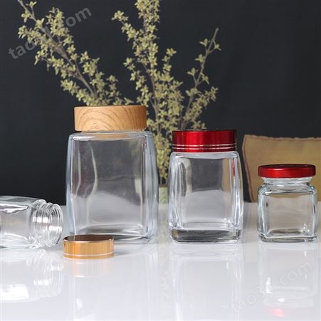 亚特生产晶白料玻璃瓶 晶白料方瓶 蜂蜜瓶 晶白料蜂蜜瓶