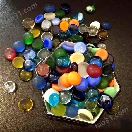 玻璃扁珠 装饰用五彩玻璃珠 鱼缸水族箱用玻璃珠 日进矿产