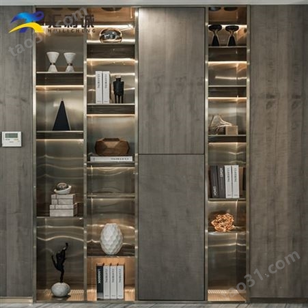 黑色不锈钢储物柜 客厅室内金属展示置物壁龛柜定制