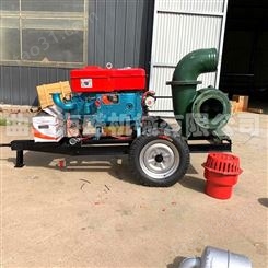 应急排涝移动泵车电机带动抽水泵 柴油机移动两轮泵车