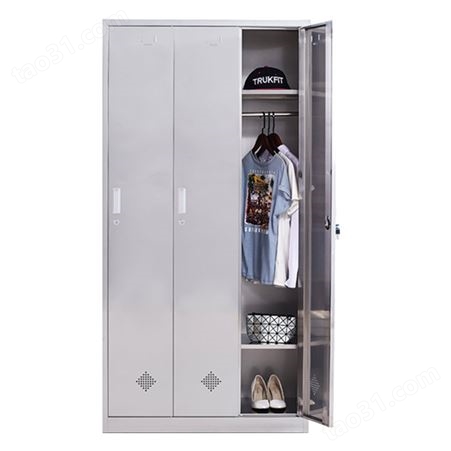 员工储物柜 不锈钢三门更衣柜 不锈钢储物柜