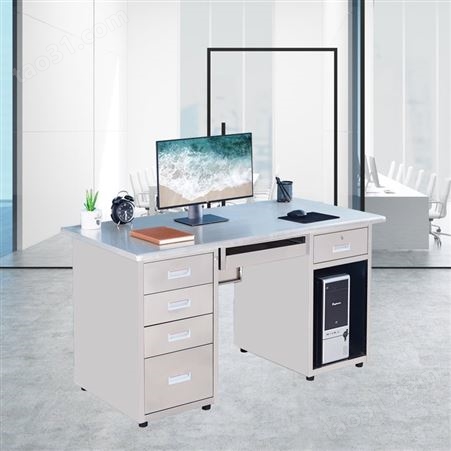 不锈钢办公桌 带抽屉写字台 不锈钢带电脑桌子台式