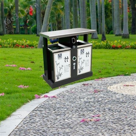 不锈钢户外垃圾桶 果皮箱三四分类 公园物业垃圾箱