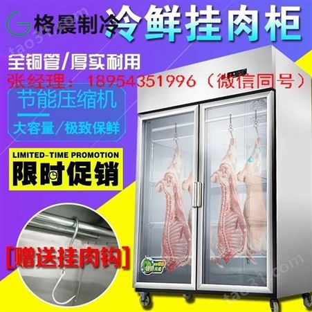 双门冷冻挂肉柜|不锈钢展示柜|立式冷柜