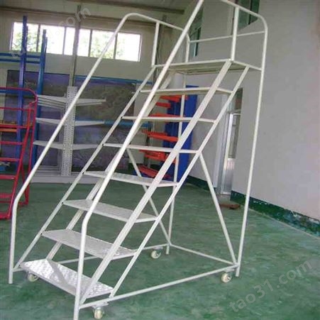 仓库登高梯生产商 高铁检修带护栏移动梯 按尺寸款式提供图纸