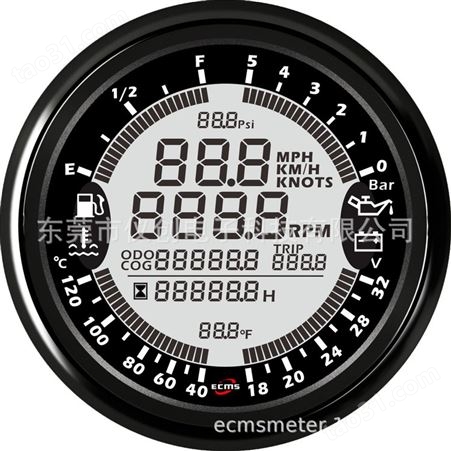 仪创 ECMS 900-00121 油位 电压 水温 油压 转速 小时计 GPS速度里程组合显示仪表