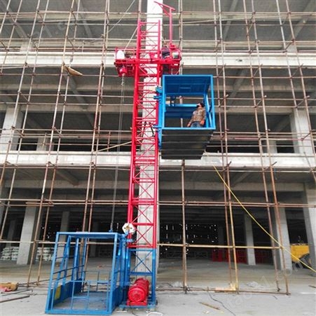 载重1-2吨建筑升降机单柱双笼货用升降机SS1T/1T工地施工升降机