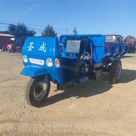 晟鑫 2吨电启动液压养殖场拉粪农用三轮车 后卸式柴油翻斗车