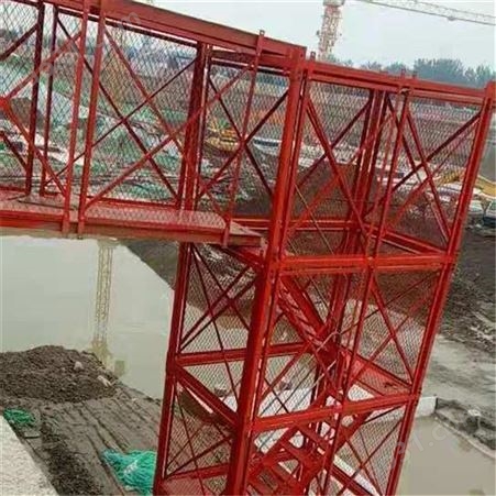 衡水如祥 重型框架安全梯笼 挂网式安全爬梯 组合式安全梯笼