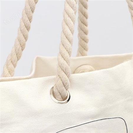 棉绳帆布袋厂家定做广告印花全棉布袋印logo图案大容量手提购物袋