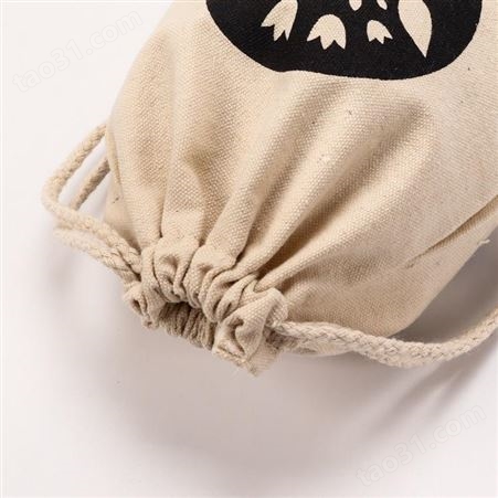 棉麻束口袋抽拉绳帆布袋定制Logo厂家定做加厚收纳袋小号收口布袋
