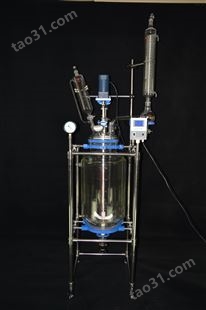 双层玻璃反应釜50L耐腐蚀反应釜实验式搅拌蒸馏耐升降定制