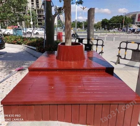 市政花池户外木花箱组合 广场大型防腐木树池坐凳