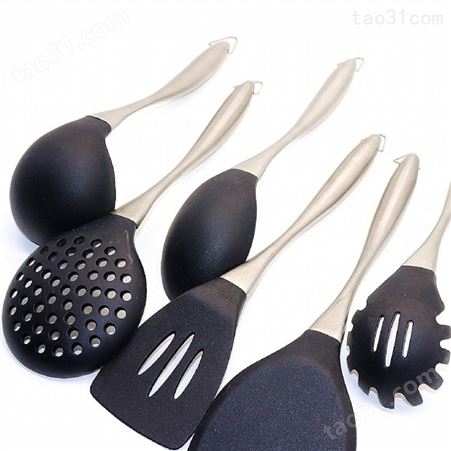 家易康 双线空心柄不锈钢厨具六件套 勺铲锅铲汤勺烹饪工具
