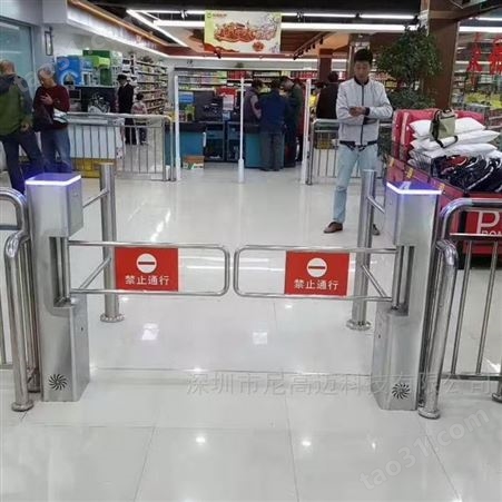 超市入口护栏型全自动感应单向自动门 人行通道智能单向门禁